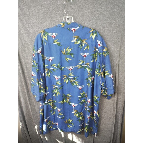 Aftco Shirt Mens 2x Hawaiian Martini Blue water Short Sleeve - Picture 5 of 7
